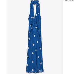 Zara Blue Dress with White Polka Dots